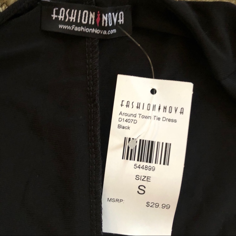 NWT Fashion Nova Around Town Tie Dress - Black - Picture 4 of 7